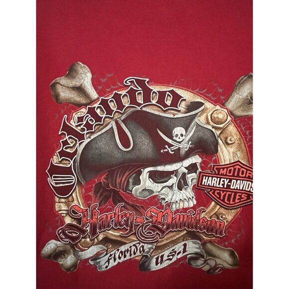 Harley Davidson T Shirt Men's 2xl Red Pirate Biker Double Sided Adult see photos - Picture 14 of 16